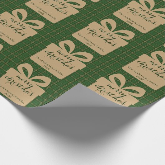 Papier Cadeau Green Plaid Christmas Festive Pattern -  (Coin)