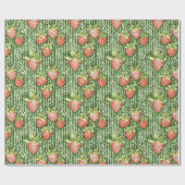 Papier Cadeau Green Red Strawberries Fruit Birthday (Plat)
