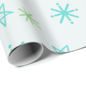 Papier Cadeau Green Shades Festive Stars Noël moderne (Coin rond)