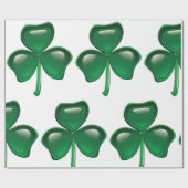 Papier Cadeau Green Shamrock Three-Leaf Clover (Plat)