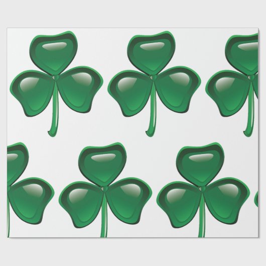 Papier Cadeau Green Shamrock Three-Leaf Clover (Plat)