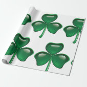 Papier Cadeau Green Shamrock Three-Leaf Clover (Déroulé)