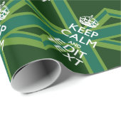 Papier Cadeau Green Teal Keep Calm And Have Your Text Union Jack (Coin rond)