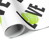 Papier Cadeau Green Tennis Ball LOVE (Coin rond)