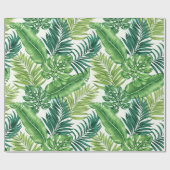 Papier Cadeau Green Tropical Palm Banana Monstera Feuille (Plat)