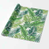 Papier Cadeau Green Tropical Palm Banana Monstera Feuille (Déroulé)