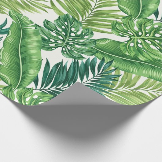 Papier Cadeau Green Tropical Palm Banana Monstera Feuille (Coin)