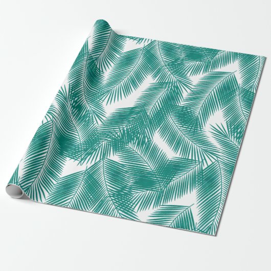 Papier Cadeau Green Tropical Palm Feuille Motif (Déroulé)