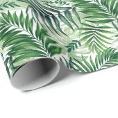Papier Cadeau Green Tropical Palm & Monstera Feuille (Coin rond)