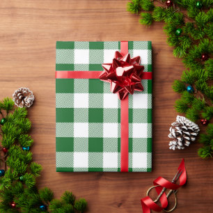 Papier Cadeau Green White Buffalo Check Pays Rustique