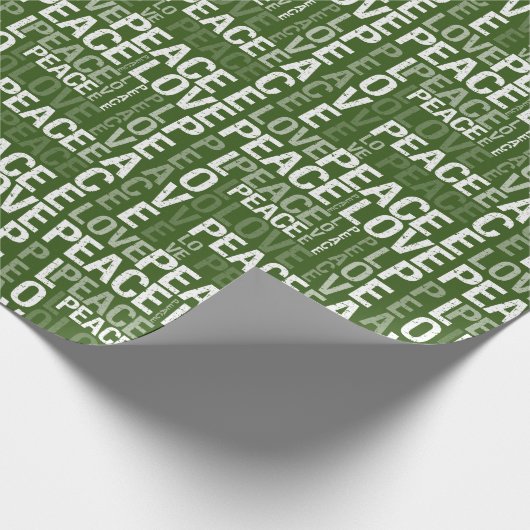 Papier Cadeau Green White Peace Love (Coin)