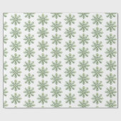 Papier Cadeau Green White Snowflakes Christmas (Plat)