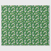Papier Cadeau Green & White Spring Daisies & Vine Pattern (Plat)