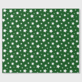 Papier Cadeau Green White Stars Noël (Plat)