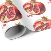 Papier Cadeau Grenade de fruit aquarelle tendance moderne (Coin rond)