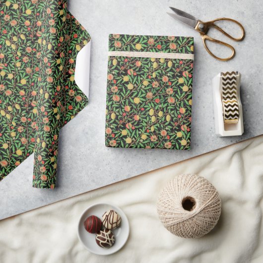 Papier Cadeau Grenade et fleurs sur branches (Artisanat)