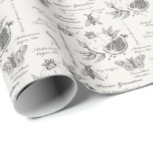 Papier Cadeau Grenade et papillon de Méditerranée (Coin rond)