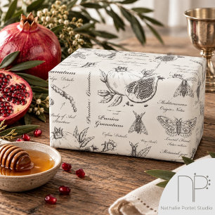 Papier Cadeau Grenade et papillon méditerranéen