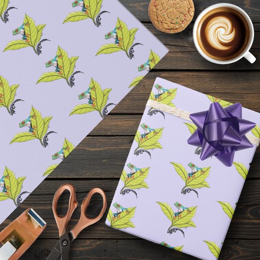 Papier Cadeau Grenouille à arbre rouge