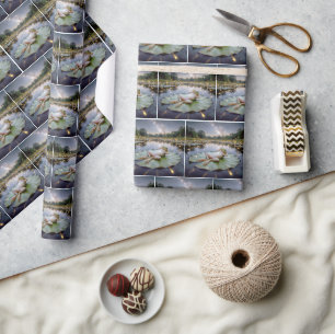 Papier Cadeau Grenouille allongée sur un nénuphar