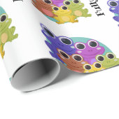 Papier Cadeau Grenouille colorée personnalisée (Coin rond)