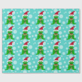 Papier Cadeau Grenouille de Noël : Papier à enveloppement bleu (Plat)