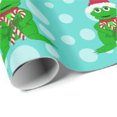 Papier Cadeau Grenouille de Noël : Papier à enveloppement bleu (Coin rond)