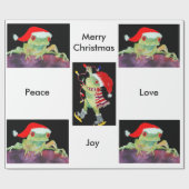 Papier Cadeau Grenouille de Père Noël de Noël enveloppant Papper (Plat)