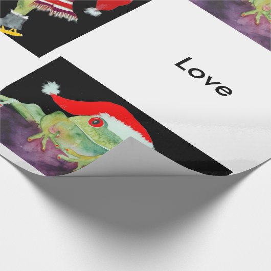 Papier Cadeau Grenouille de Père Noël de Noël enveloppant Papper (Coin)
