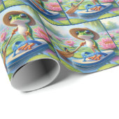 Papier Cadeau Grenouille flottant sur un retournement (Coin rond)