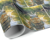 Papier Cadeau Grenouille portant une couronne d'eau (Coin rond)