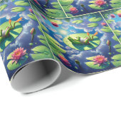 Papier Cadeau Grenouille se relaxer sur un tapis de Lily (Coin rond)