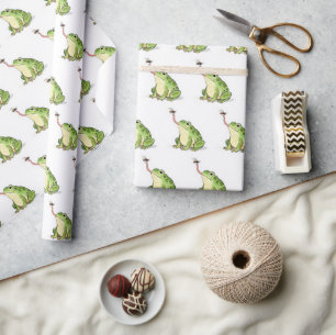 Papier Cadeau Grenouille verte attrapant une mouche