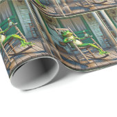 Papier Cadeau Grenouille verte avec bouteille de bière (Coin rond)