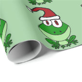 Papier Cadeau Grenouille verte heureuse utilisant le casquette (Coin rond)