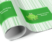 Papier Cadeau Grenouille verte personnalisée (Coin rond)