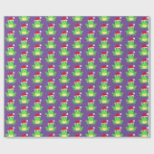 Papier Cadeau Grenouille violette de Noël Santa Hat Motif nouvea (Plat)
