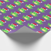 Papier Cadeau Grenouille violette de Noël Santa Hat Motif nouvea (Coin)