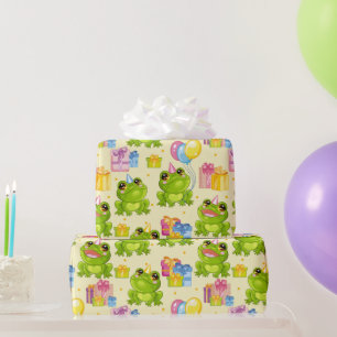 Papier Cadeau Grenouilles d'anniversaire pour enfants