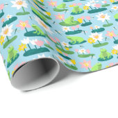 Papier Cadeau Grenouilles et Lily Pads BABY SHOWER mignon Enfant (Coin rond)