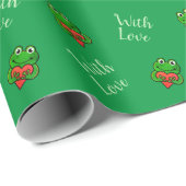 Papier Cadeau Grenouilles mignonnes avec amour (Coin rond)