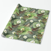 Papier Cadeau Grenouilles nénuphars verts et blancs (Déroulé)
