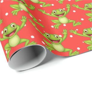 Papier Cadeau Grenouilles Saut Sur Pois