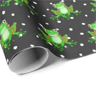 Papier Cadeau Grenouilles Vertes Sur Les Pois