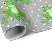 Papier Cadeau Grenouilles vertes sur les Pois (Coin rond)