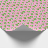 Papier Cadeau grenouilles vertes sur rose (Coin)