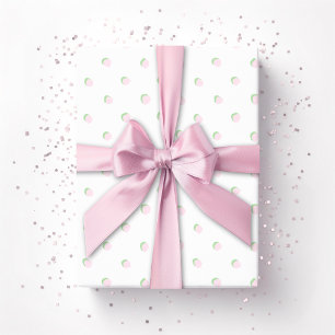 Papier Cadeau Greta Fun Point en rose et vert