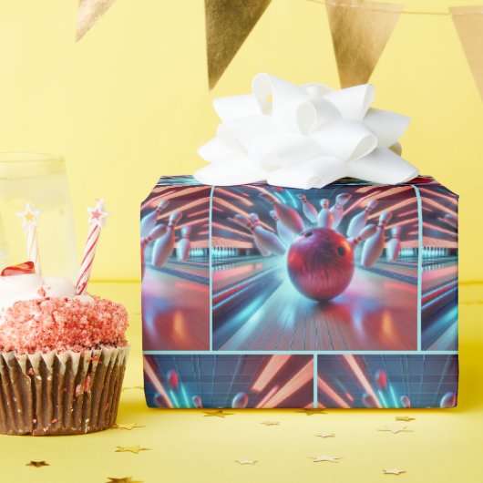 Papier Cadeau Grève de balle rouge de Bowling (Fête d'anniversaire)