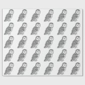 Papier Cadeau Grey and White Barn Owls Pattern Wrapping Paper (Plat)