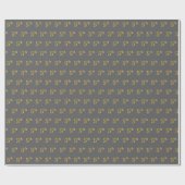 Papier Cadeau Grey, Faux Gold 5th (Fifth) Event Wrapper Paper (Plat)